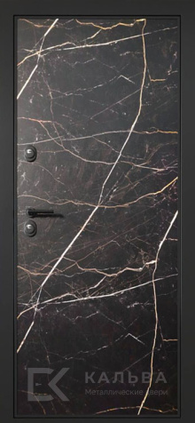 Фото «Железная дверь чёрный мрамор внутри венге с зеркалом для квартиры №59»