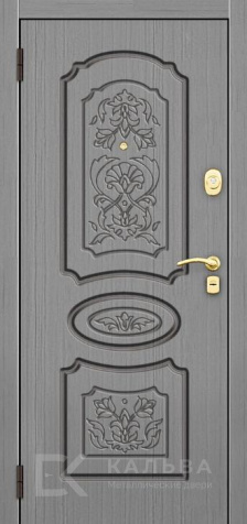 Фото №2 «Стальная дверь светлый дуб с тёмной резной панелью №389»